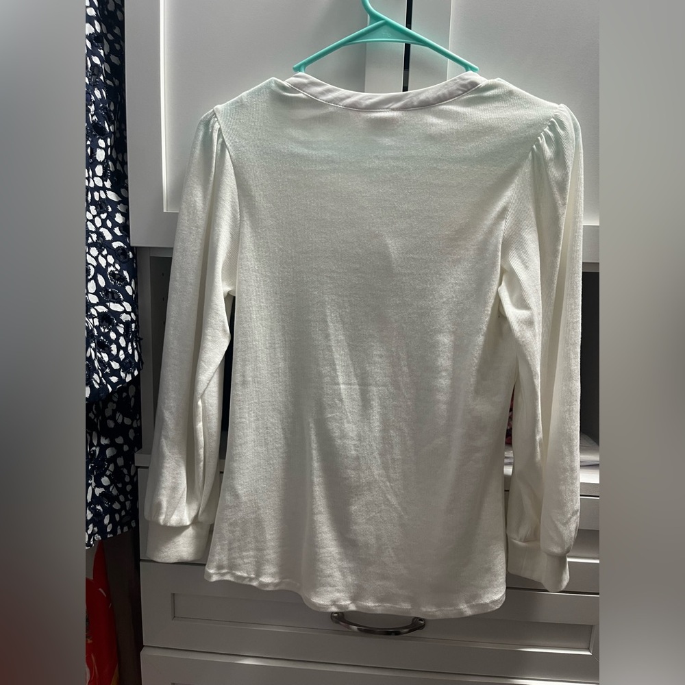 LC Lauren Conrad White Ruffled Blouse - Picture 3 of 3